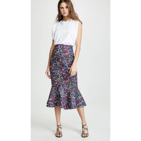Saloni NWT Portia Floral Midi Skirt in Woodland size 2 - Picture 10 of 10